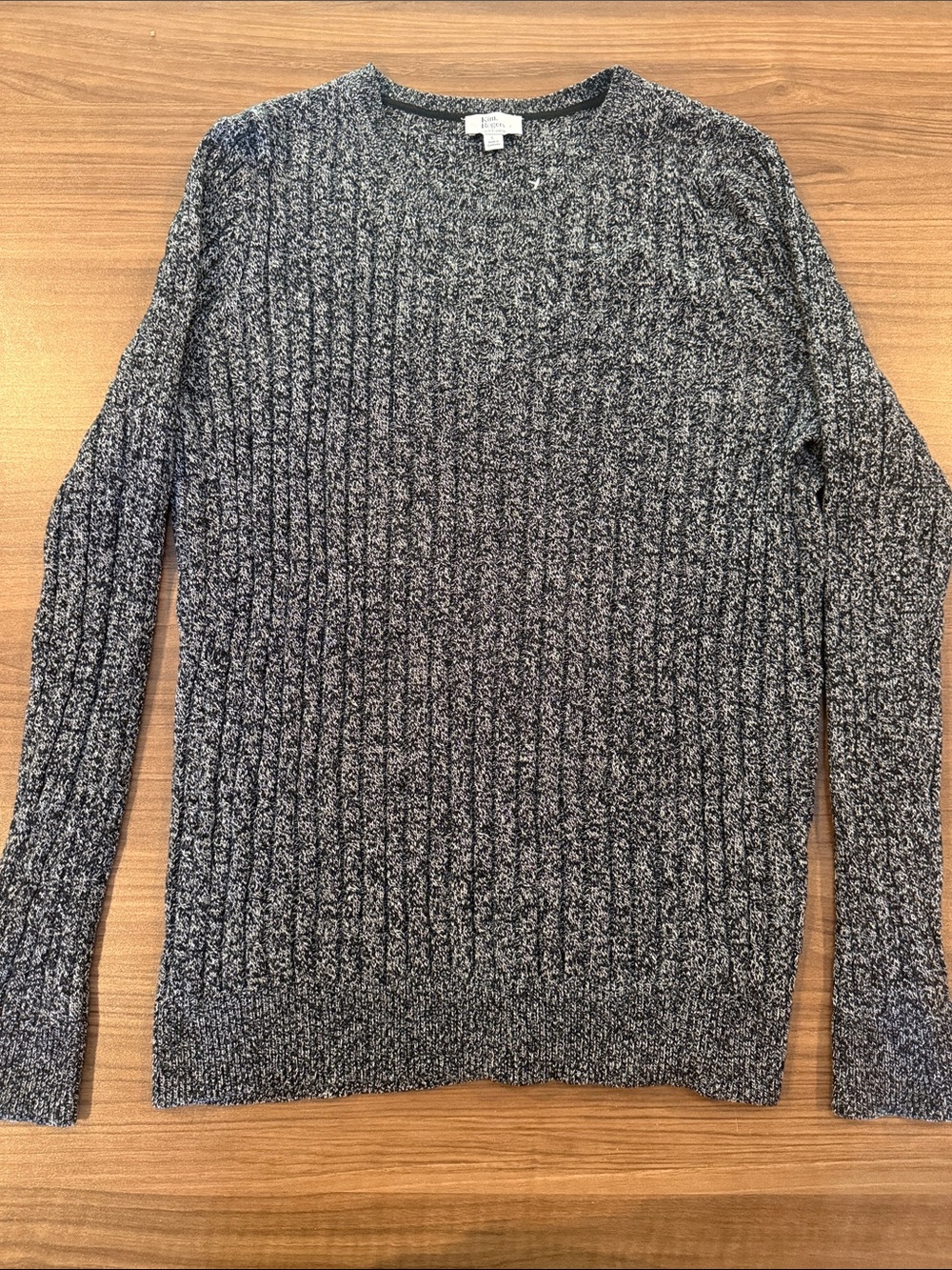 Kim Rogers Men's Marled Gray Ribbed Crewneck Sweater